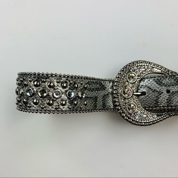 Chico’s Silver Snake Print Rhinestone Belt Small main image 6